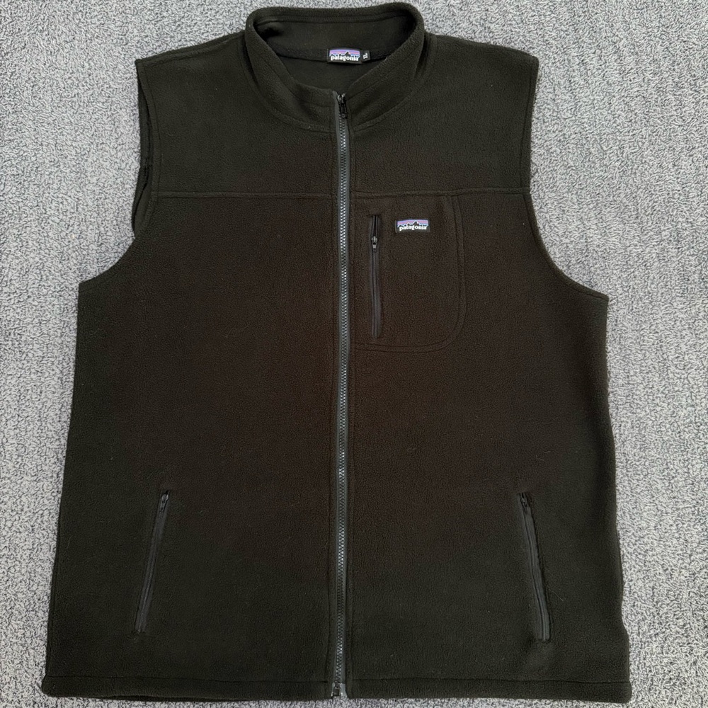 🔥 Patagonia Synchilla Fleece Vest Men’s XL Full Zip Black Outdoor Hiking